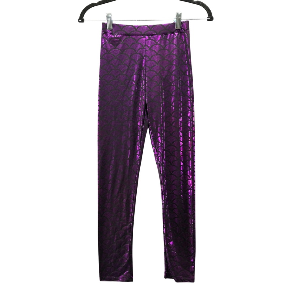 NWT Frenchie Mini Couture Girls 14‎ Leggings Mermaid Scale Metallic Purple Print